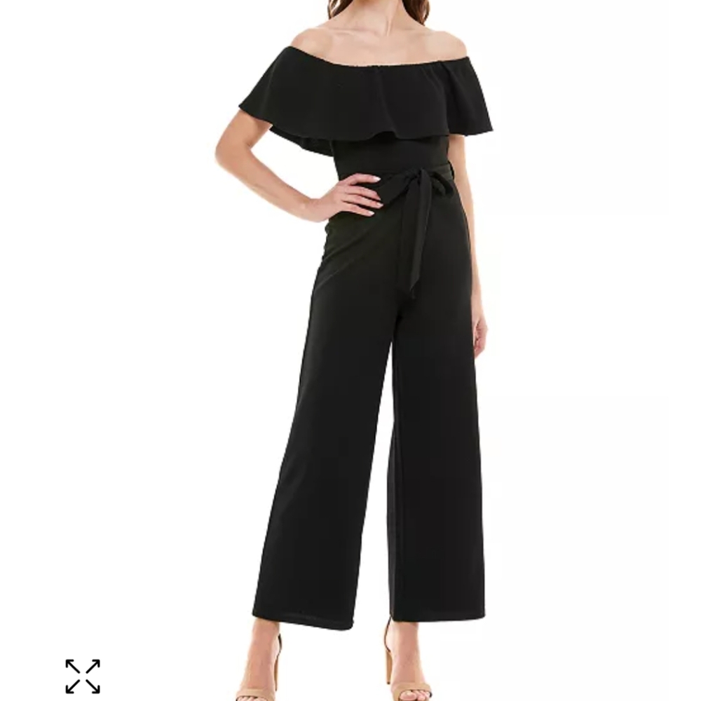 Macy's Almost Famous Off-the-Shoulder Black Jumpsuit XXS